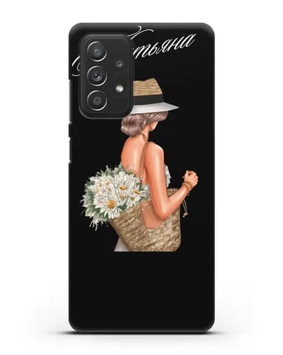 Именной чехол Девушка с корзинкой цветов силиконовый для Samsung Galaxy A53