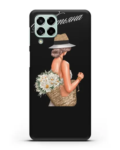 Именной чехол Девушка с корзинкой цветов силиконовый для Samsung Galaxy M53 [SM-M536]