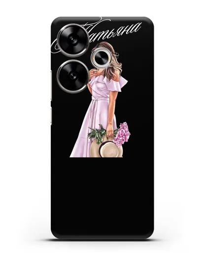 Именной чехол Девушка с цветами в розовом силиконовый для Xiaomi Poco F6