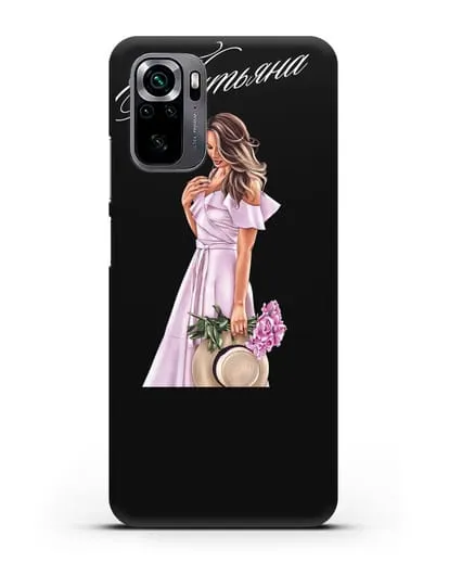 Именной чехол Девушка с цветами в розовом силиконовый для Xiaomi Poco M5s