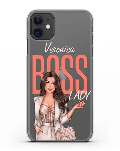 Именной чехол с иллюстрацией девушки Lady Boss силиконовый для iPhone 11