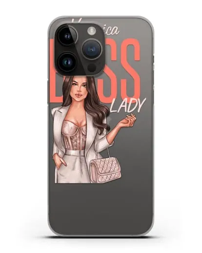 Именной чехол с иллюстрацией девушки Lady Boss силиконовый для iPhone 14 Pro Max
