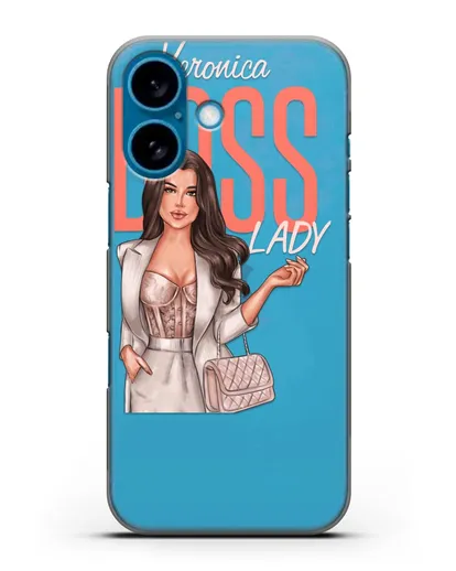 Именной чехол с иллюстрацией девушки Lady Boss силиконовый для iPhone 16