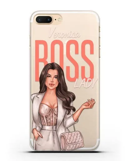 Именной чехол с иллюстрацией девушки Lady Boss силиконовый для iPhone 8 Plus