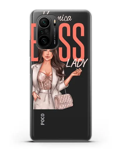 Именной чехол с иллюстрацией девушки Lady Boss силиконовый для Xiaomi Poco F3