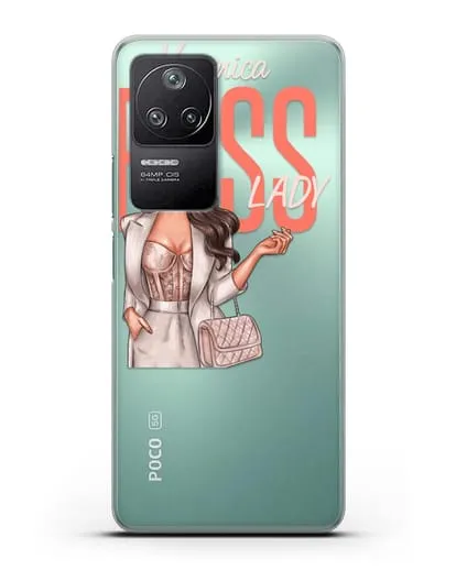 Именной чехол с иллюстрацией девушки Lady Boss силиконовый для Xiaomi Poco F4