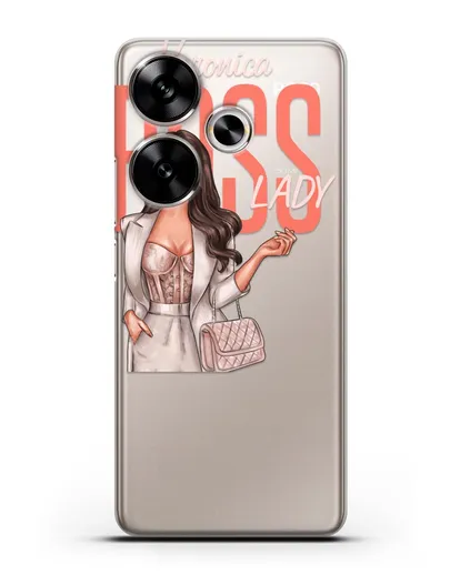 Именной чехол с иллюстрацией девушки Lady Boss силиконовый для Xiaomi Poco F6