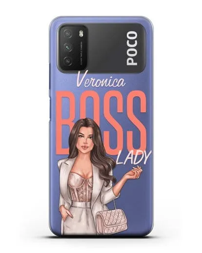 Именной чехол с иллюстрацией девушки Lady Boss силиконовый для Xiaomi Poco M3