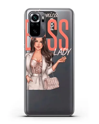Именной чехол с иллюстрацией девушки Lady Boss силиконовый для Xiaomi Poco M5s