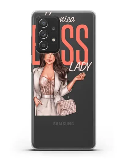 Именной чехол с иллюстрацией девушки Lady Boss силиконовый для Samsung Galaxy A53
