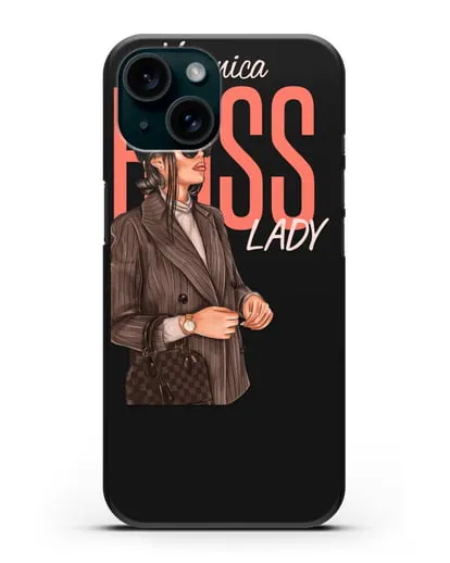 Именной чехол с иллюстрацией Леди Босс силиконовый для iPhone 15