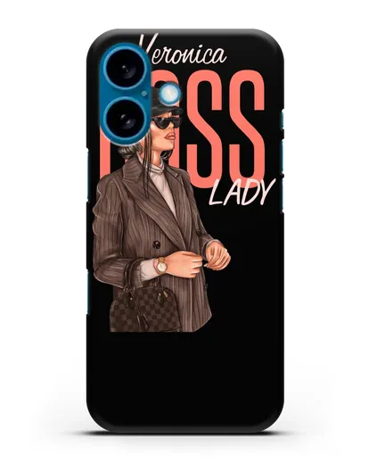 Именной чехол с иллюстрацией Леди Босс силиконовый для iPhone 16