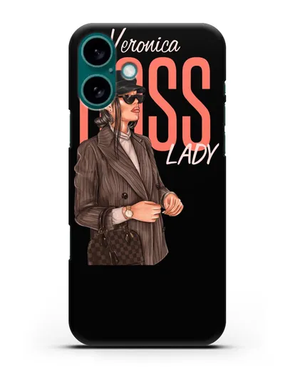 Именной чехол с иллюстрацией Леди Босс силиконовый для iPhone 16 Plus