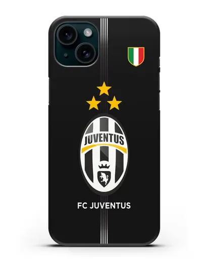 Чехол Ювентус со звездами и флагом Италии силиконовый для iPhone 15 Plus