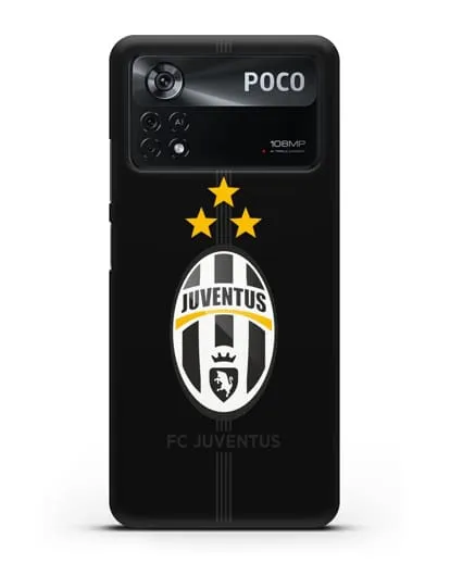 Чехол Ювентус со звездами и флагом Италии силиконовый для Xiaomi Poco X4 Pro