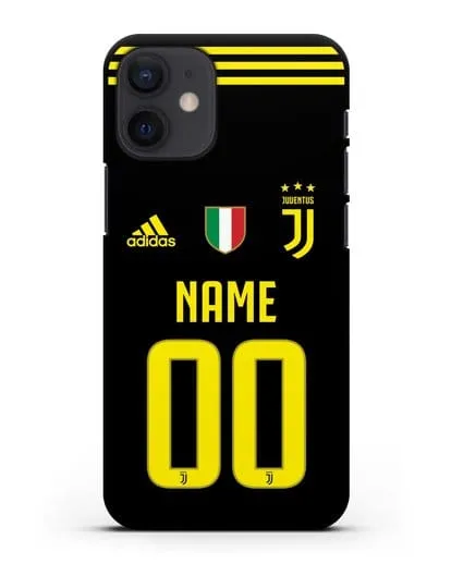 Именной чехол Ювентус с фамилией и номером (сезон 2018-2019) черная форма силиконовый для iPhone 12 mini