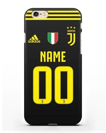 Именной чехол Ювентус с фамилией и номером (сезон 2018-2019) черная форма силиконовый для iPhone 6