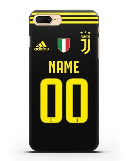 Именной чехол Ювентус с фамилией и номером (сезон 2018-2019) черная форма силиконовый для iPhone 7 Plus