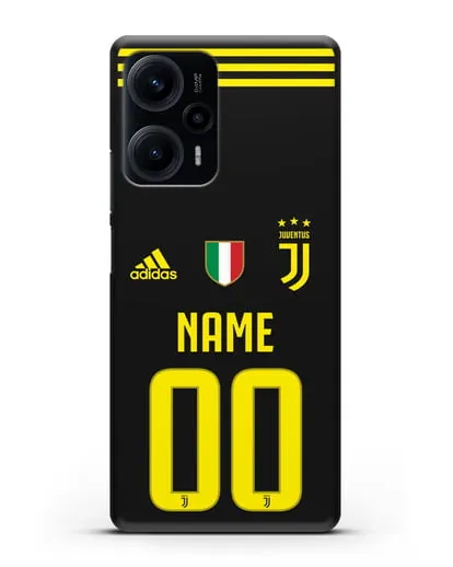 Именной чехол Ювентус с фамилией и номером (сезон 2018-2019) черная форма силиконовый для Xiaomi Poco F5