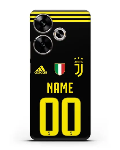 Именной чехол Ювентус с фамилией и номером (сезон 2018-2019) черная форма силиконовый для Xiaomi Poco F6