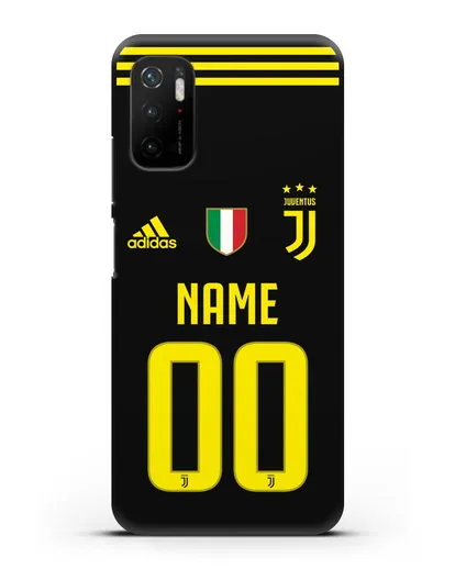Именной чехол Ювентус с фамилией и номером (сезон 2018-2019) черная форма силиконовый для Xiaomi Poco M3 Pro