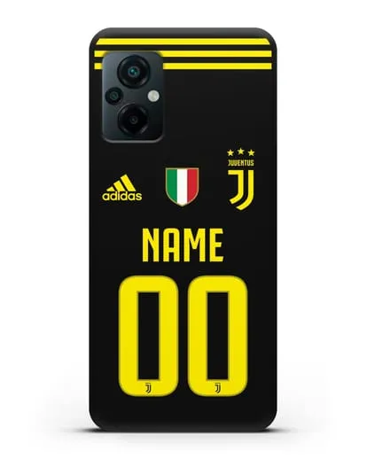 Именной чехол Ювентус с фамилией и номером (сезон 2018-2019) черная форма силиконовый для Xiaomi Poco M5