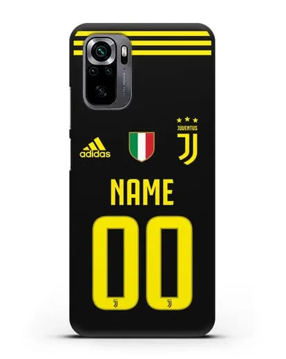 Именной чехол Ювентус с фамилией и номером (сезон 2018-2019) черная форма силиконовый для Xiaomi Poco M5s