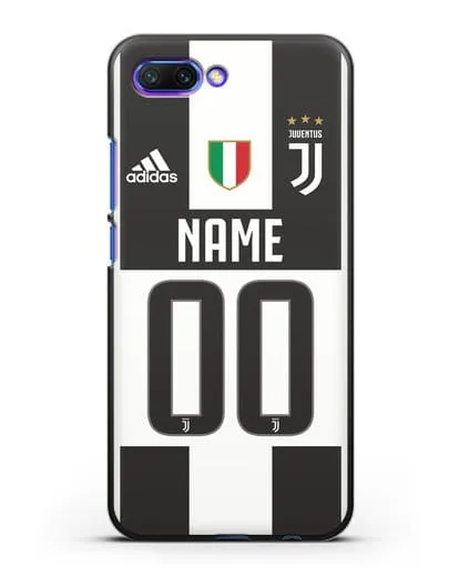 Именной чехол Ювентус с фамилией и номером (сезон 2018-2019) бело-черная форма силиконовый для Honor 10