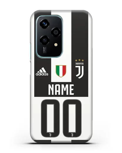 Именной чехол Ювентус с фамилией и номером (сезон 2018-2019) бело-черная форма силиконовый для Honor 200 Lite