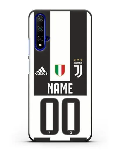 Именной чехол Ювентус с фамилией и номером (сезон 2018-2019) бело-черная форма силиконовый для Honor 20