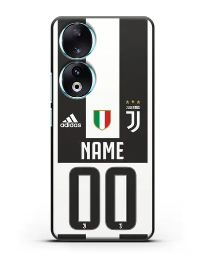 Именной чехол Ювентус с фамилией и номером (сезон 2018-2019) бело-черная форма силиконовый для Honor 90