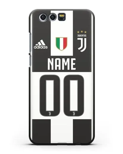 Именной чехол Ювентус с фамилией и номером (сезон 2018-2019) бело-черная форма силиконовый для Honor 9