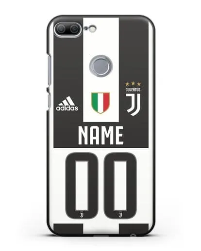 Именной чехол Ювентус с фамилией и номером (сезон 2018-2019) бело-черная форма силиконовый для Honor 9 Lite
