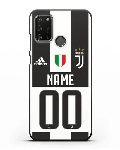 Именной чехол Ювентус с фамилией и номером (сезон 2018-2019) бело-черная форма силиконовый для Honor 9A