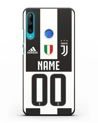 Именной чехол Ювентус с фамилией и номером (сезон 2018-2019) бело-черная форма силиконовый для Honor 9C