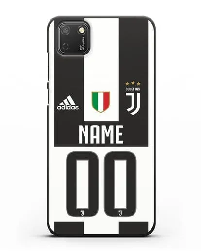 Именной чехол Ювентус с фамилией и номером (сезон 2018-2019) бело-черная форма силиконовый для Honor 9S