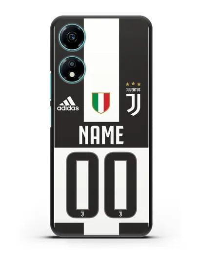 Именной чехол Ювентус с фамилией и номером (сезон 2018-2019) бело-черная форма силиконовый для Honor X5 Plus