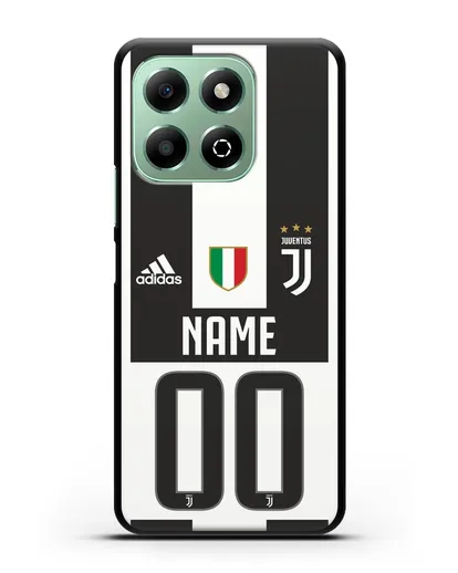 Именной чехол Ювентус с фамилией и номером (сезон 2018-2019) бело-черная форма силиконовый для Honor X6b