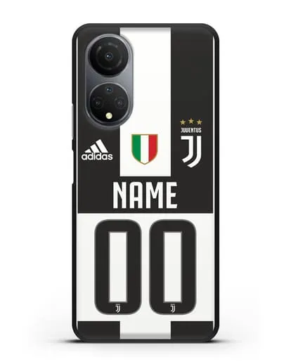 Именной чехол Ювентус с фамилией и номером (сезон 2018-2019) бело-черная форма силиконовый для Honor X7