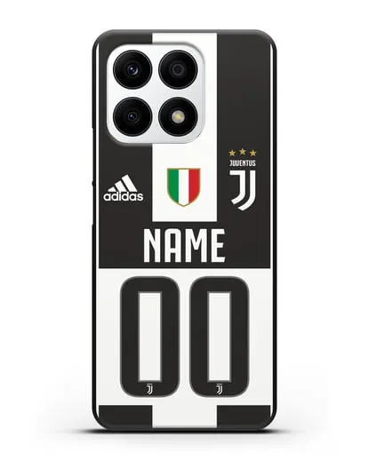 Именной чехол Ювентус с фамилией и номером (сезон 2018-2019) бело-черная форма силиконовый для Honor X8a