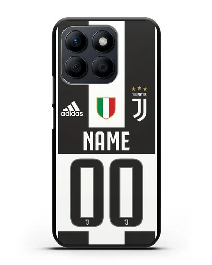 Именной чехол Ювентус с фамилией и номером (сезон 2018-2019) бело-черная форма силиконовый для Honor X8b