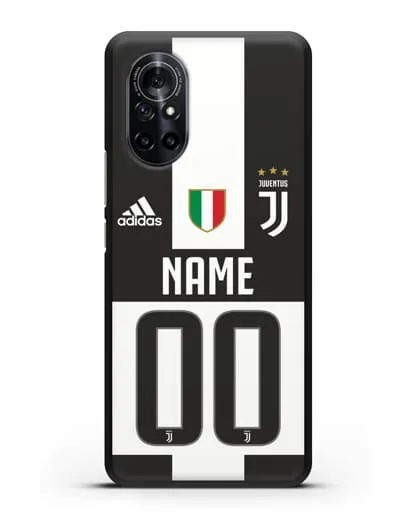 Именной чехол Ювентус с фамилией и номером (сезон 2018-2019) бело-черная форма силиконовый для Huawei Nova 8