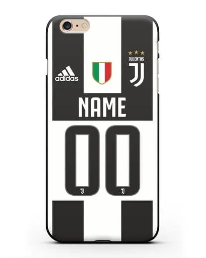 Именной чехол Ювентус с фамилией и номером (сезон 2018-2019) бело-черная форма силиконовый для iPhone 6s Plus