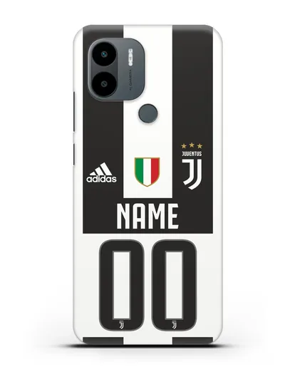 Именной чехол Ювентус с фамилией и номером (сезон 2018-2019) бело-черная форма силиконовый для Xiaomi Poco C51