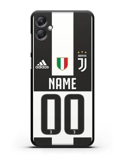Именной чехол Ювентус с фамилией и номером (сезон 2018-2019) бело-черная форма силиконовый для Samsung Galaxy A05 [SM-A055]