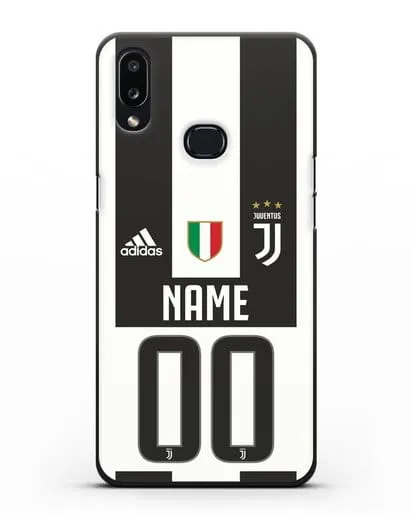 Именной чехол Ювентус с фамилией и номером (сезон 2018-2019) бело-черная форма силиконовый для Samsung Galaxy A10s [SM-F107F]