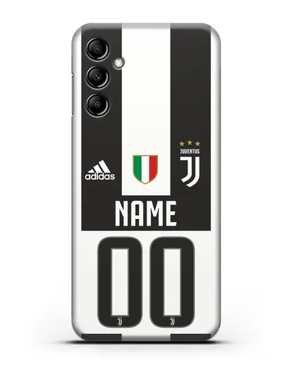 Именной чехол Ювентус с фамилией и номером (сезон 2018-2019) бело-черная форма силиконовый для Samsung Galaxy A14 [SM-A145]