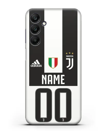 Именной чехол Ювентус с фамилией и номером (сезон 2018-2019) бело-черная форма силиконовый для Samsung Galaxy A25 [SM-A256]