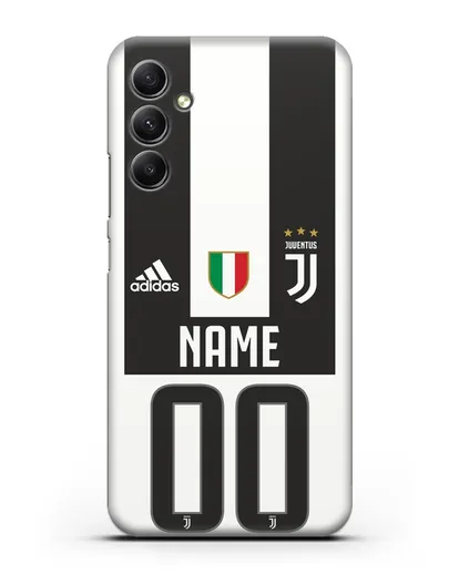Именной чехол Ювентус с фамилией и номером (сезон 2018-2019) бело-черная форма силиконовый для Samsung Galaxy A34 [SM-A346]