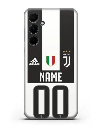 Именной чехол Ювентус с фамилией и номером (сезон 2018-2019) бело-черная форма силиконовый для Samsung Galaxy A35 [SM-A356]